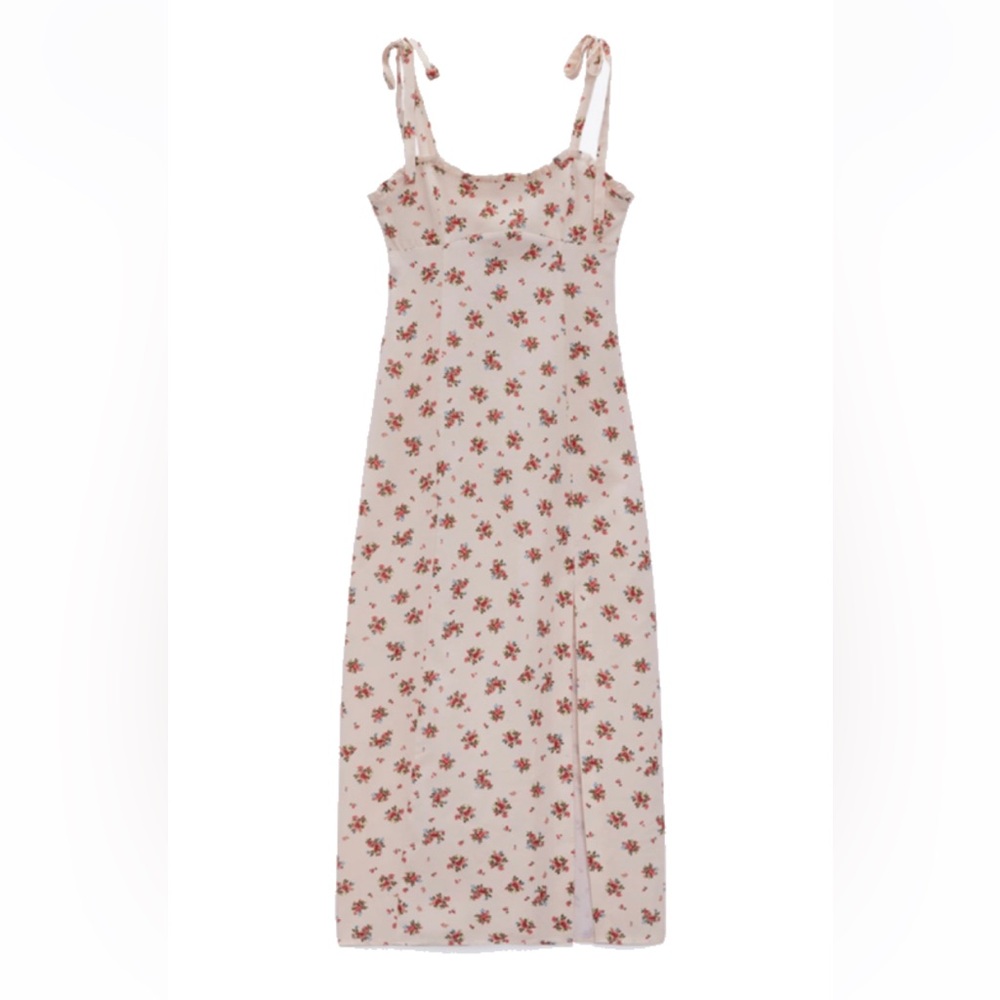 Zara Linen Floral Midi Dress, Size XS